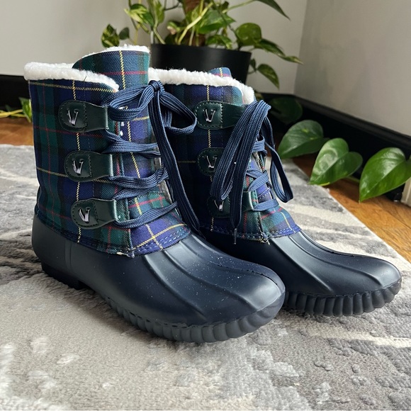 JACK ROGERS plaid duck boots - Picture 1 of 12